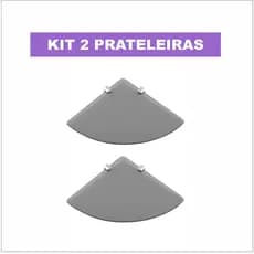 Kit 2 Prateleira Vidro Fume Organizador de Canto Para Banheiro Box 2 Suporte Fixação Parede