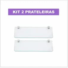 Kit 2 Prateleiras Vidro Incolor Para Banheiro Organizador de Box