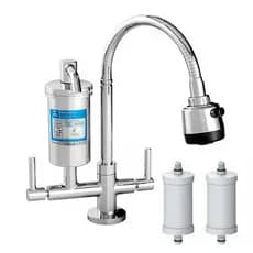 Torneira Gourmet Com Filtro de Água Pia Bancada de Cozinha 2 Jatos + 1 Refil de Filtro Vela Extra