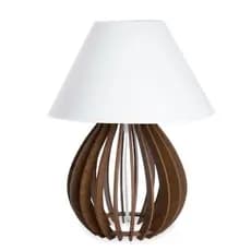 Abajur Bola MDF Marrom Cúpula Clara Sala Cozinha Quarto