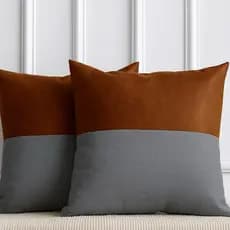 Kit 2 Capas de Almofada Decorativa Luxo Courino com Linhão Cinza Sofá Sala Cama