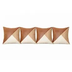 Kit 4 Capas de Almofada 43x43 Decorativa Luxo Marrom Bege Geométrica Para Sofá Sala Moderna