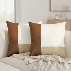 Kit 2 Capas de Almofada Decorativa 43x43 | Design Moderno Marrom | Sala e Quarto