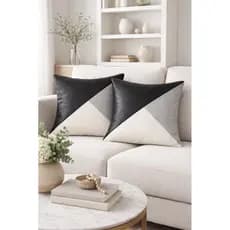 Kit Com 2 Capas De Almofadas Decorativas Courano Preto E Linho Cinza E Off White
