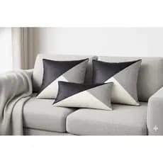 Kit 3 Capas de Almofadas Decorativas de Luxo  Cinza e Preto – Design Geométrico Moderno – Sala e Quarto Cinza