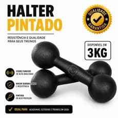 Par de Halteres 3kg Pintado Ferro Fundido Musculação JMB Fitness