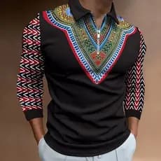 Camisa Polo Casual Masculina, Moda, Gola Reversível, Zíper, Manga Longa, Camisa Polo para Primavera e Outono, Camiseta E