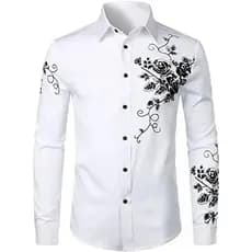 Camisas Sociais Masculinas de Luxo para Outono, Camisas com Lapela e Botões, Camisas Casuais com Estampa de Bolinhas, Bl