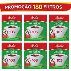 Kit 6 Caixa de Filtro De Papel Melitta 103 Total (180 Filtros)