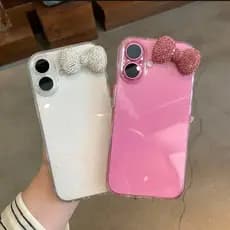 Luxo Bling 3D Diamante Bowknot Tansparent Caso De Telefone Para iPhone 17 Pro Max 17 Ar 16 15 14 13 11 12 Plus X XR XS A