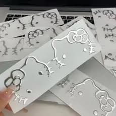 Olá Kitty Adesivos De Prata Dos Desenhos Animados Bonito Periféricos Móvel Estudante Computador Carro Pvc Copo Água