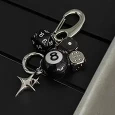 Chaveiro De Dados Góticos-Pingente De Obsidiana Feito À Mão Para Bolsas E Chaves-Acessório De Metal Casal Felpudo Com De