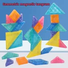 Blocos de construção magnéticos Tangram blocos de construção geométricos quebra-cabeça tridimensional das crianças brinq