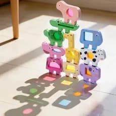 Crianças brinquedos educativos de madeira educação precoce blocos de construção treinamento concentração luz translúcido