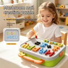 Inserção de quebra-cabeça tridimensional divertido unhas de cogumelo quebra-cabeça criativo DIY montagem educação infant