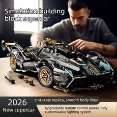 Simulação blocos de construção carro esportivo Cyberpunk preto Samurai Lanbo controle remoto blocos de construção carro