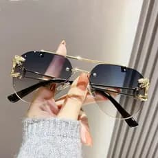 Óculos de Sol Sem Armação Femininos, Óculos de Sol Luxuosos e Modernos para Homens, Óculos Vintage, Lentes de Sol Femini