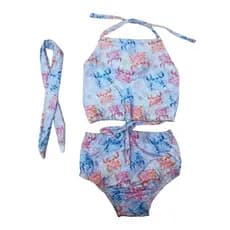 Biquini Maio Infantil Feminino 96% poliester 4 % elastano de Amarrar Forrado Moda Praia Verao Varios Tamanhos e Estampas