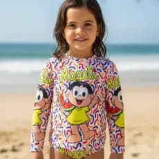 Camisa de Proteção Solar UV + Sunga Biquíni Roupa Infantil de Praia Personagem Envio Rápido