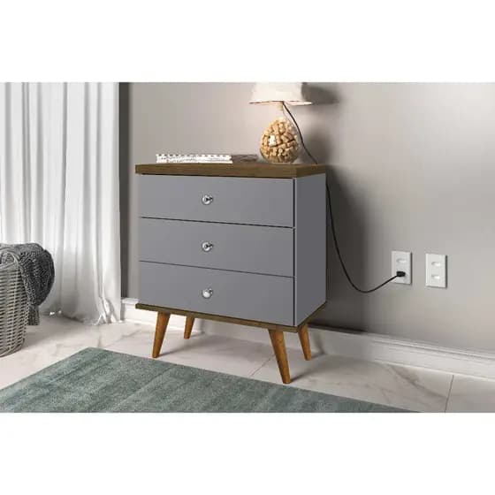 Mesa de Cabeceira Status organizador criado mudo box para quarto com 3 Gavetas