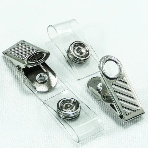 Presilha Jacaré com Alça Transparente - Clips Jacaré para Crachá - 20 UN