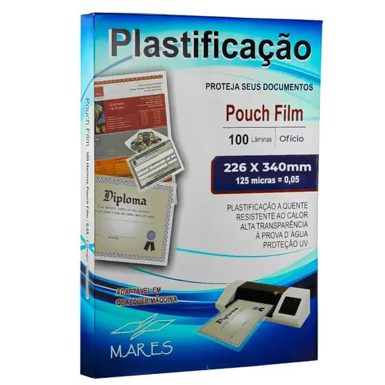 Plástico para Plastificação Pouch-Film 0,05 Ofício 226x340 - 100 folhas