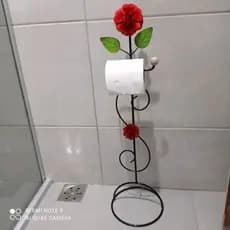 Porta Papel Higiênico Artesanal de Chão em Ferro Rustico