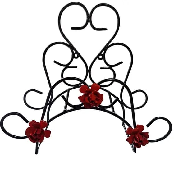 Suporte Para Mangueira Com Flor Decorativa Em Ferro Rústico