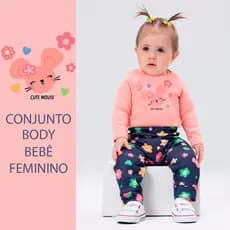 CONJUNTO DE BODY BEBÊ FEMININO INFANTIL SOFT PRIMEIROS PASSOS