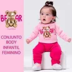 CONJUNTO DE BODY BEBÊ FEMININO INFANTIL SOFT PRIMEIROS PASSOS | P-M-G