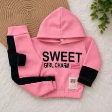 Conjunto Charmoso Em Soft Plush | Infantil Feminino De Inverno | Estampa Sweet Girl Com Glitter | Casaco + Calça | 1 2 3