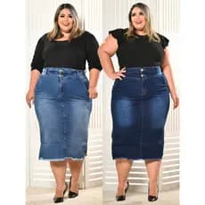 Saia Plus Size Midi Cores Diferentes Cós Alto Anagrom Moda Evangélica