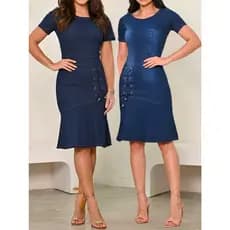 Vestido Elegante com Zíper nas costas e detalhe em laço lateral Anagrom Ref.5011