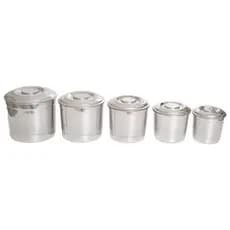 Kit Jogo 5 Potes Mantimento Latas Alumínio Reforçado Premium Armazenamento de Alimentos