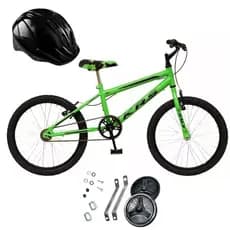 Bicicleta Infantil Krs Rebaixada Aro 20 1v Freios V-brakes Cor Verde Com Rodas De Treinamento