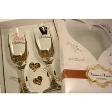 Casamento caixa personalizada com taças de vidro padrinho madrinha pai mãe