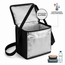 Bolsa Térmica Lancheira 6 Litros Marmita Fitness Academia Trabalho Com Bolso Pronta Entrega