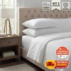 Kit 1 ou 2 Travesseiros 50x70cm Padrão Hotel Fibra Siliconada Antialérgico Extra Macio Lavável