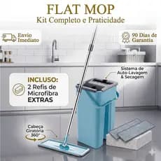 Flat Mop Rodo Mágico Esfregão Com Balde Lava e Seca + 2 Refis Microfibra 360° - Envio Imediato