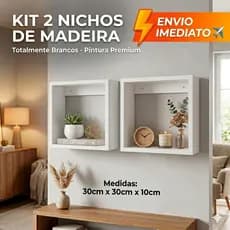 Kit 2 Nicho Prateleiras Quadrado Decoração 30x30 Para Sala Quarto Cozinha Banheiros de Parede
