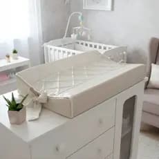Trocador Luxo Plastificado Anatômico Pérola Palha Para Bebe de cômoda maternidade com zíper acolchoado