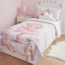 Manta Cobertor Solteiro Infantil Microfibra Soft Ursa Bailarina Quentinho Inverno Macio Antialérgico
