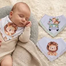 Babador para bebê menino menina kit com 3 peças temáticos impermeável babador bandana