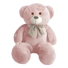 Urso Pelúcia Teddy Gigante Rose 1,10m Com Laço Macio Antialérgico Presente Decoração Quarto Infantil