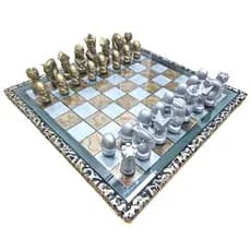 Jogo De Xadrez Em Arte Única C/ Tabuleiro De Brinde