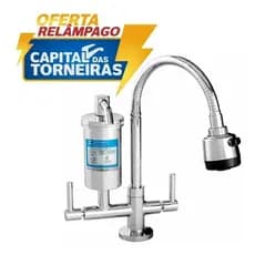 Torneira Cozinha Gourmet Com Filtro Metal 1/4 de Volta Bancada Modelo 2168 C70