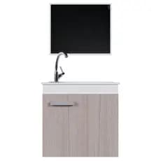 Gabinete Banheiro Bari 45 cm Branco C/Grigio KIT Acessórios Completo