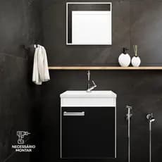 Conjunto Lexo Black Armário para Banheiro Gabinete