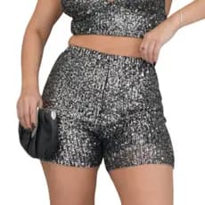 Short Paetê Curto Feminino Cintura Alta Brilho Brilhante / festa/ balada/ debutante / festa15anos/ dança