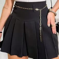 Short Saia Feminino Alfaiataria Rodado Plissado Pregas Colegial Festas Eventos Casual Gringa Patty